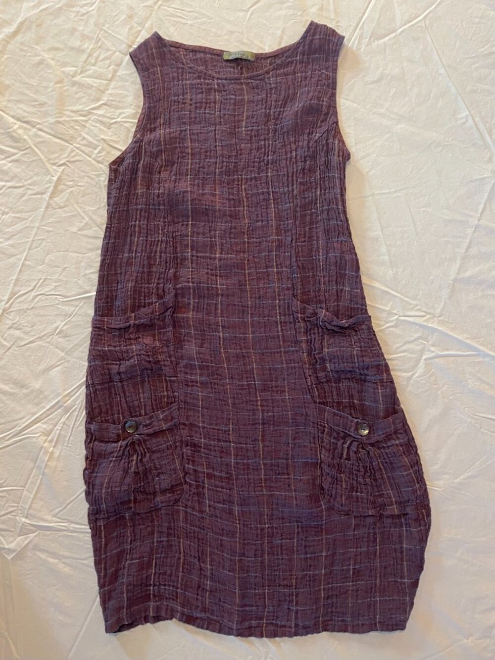 Women's Chalet et Ceci Chalet USA Crinkled Linen Purple Sleeveless Dress S